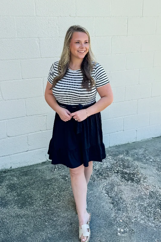 Don’t Miss Out Make You Happy Color Block Dress, Black