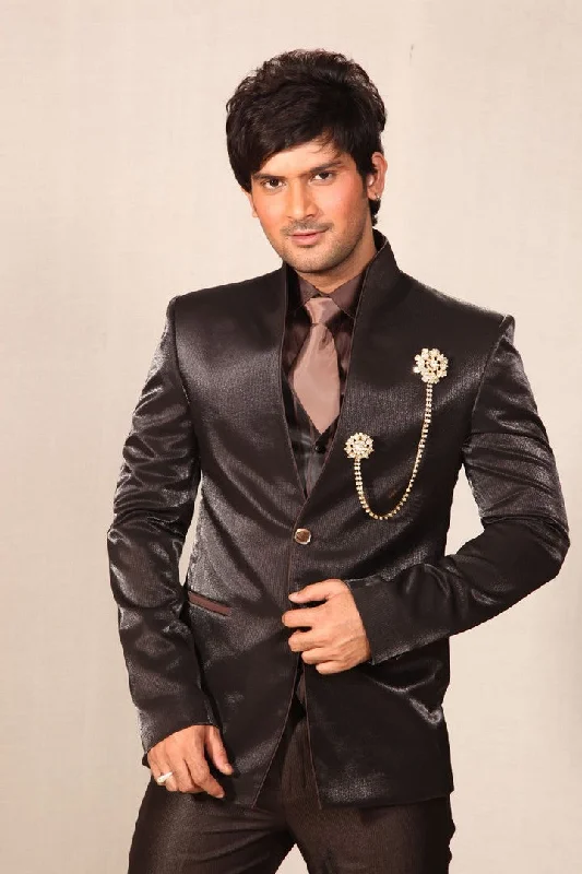 Buy More, Save More Dazzling Dark Brown Designer 5 Piece Wedding Reception Suit- BL3003 Buy More, Save More Dazzling Dark Brown Designer 5 Piece Wedding Reception Suit- BL3003