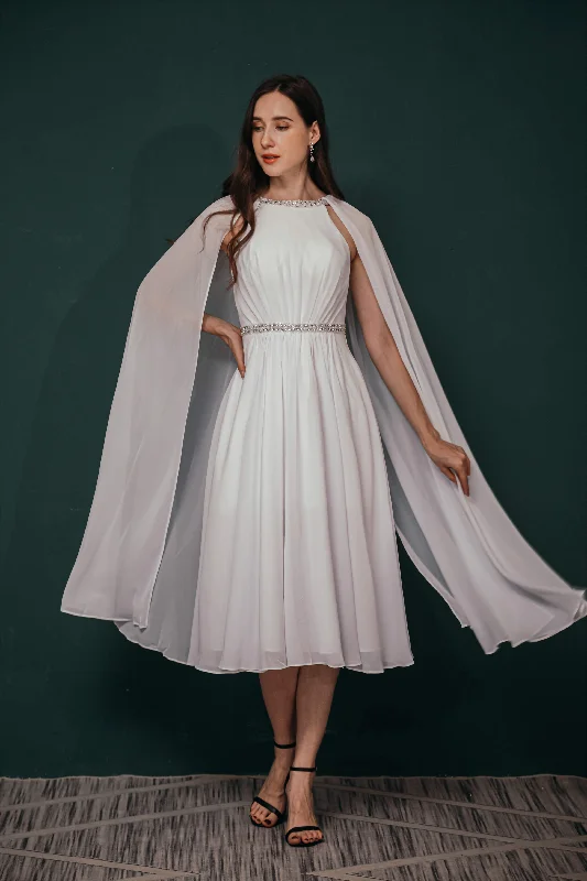 Instant Savings A-Line Crew Tea Length Chiffon Beaded Waist Mother of The Bride Dresses outfit Instant Savings A-Line Crew Tea Length Chiffon Beaded Waist Mother of The Bride Dresses outfit