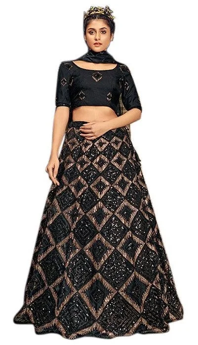 Big Discounts Captivating Black Raven Lehenga- SNT11014