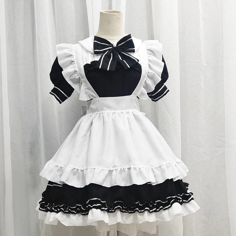 Great Deals Stripes Ruffle Maid Dress