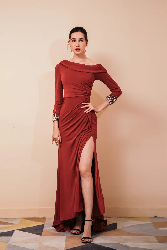Deal Explosion Long Sleeves Mermaid Burgundy Long Mother of the Bride Dresses outfit Deal Explosion Long Sleeves Mermaid Burgundy Long Mother of the Bride Dresses outfit