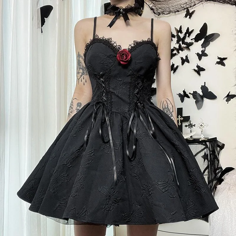 Mega Sale Rose Ribbon Corset Slim Dress
