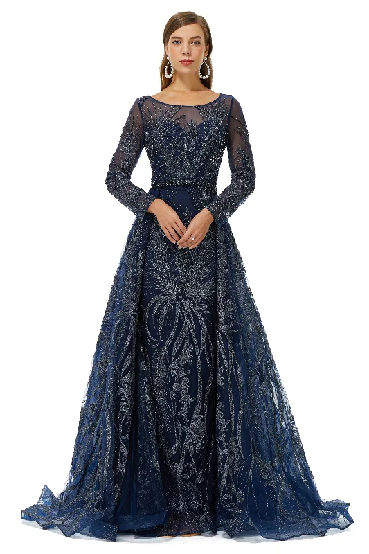 Weekend Deal A-line Round Floor-length Long Sleeve Appliques Lace Beaded Corset Prom Dresses outfit Weekend Deal A-line Round Floor-length Long Sleeve Appliques Lace Beaded Corset Prom Dresses outfit