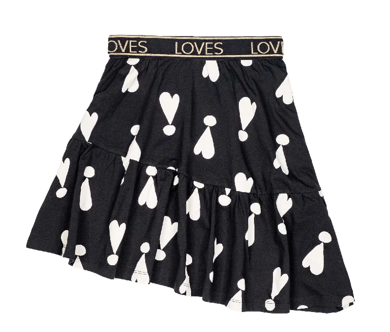 Price Fest Black Exclamation Hearts Asymmetric Skirt