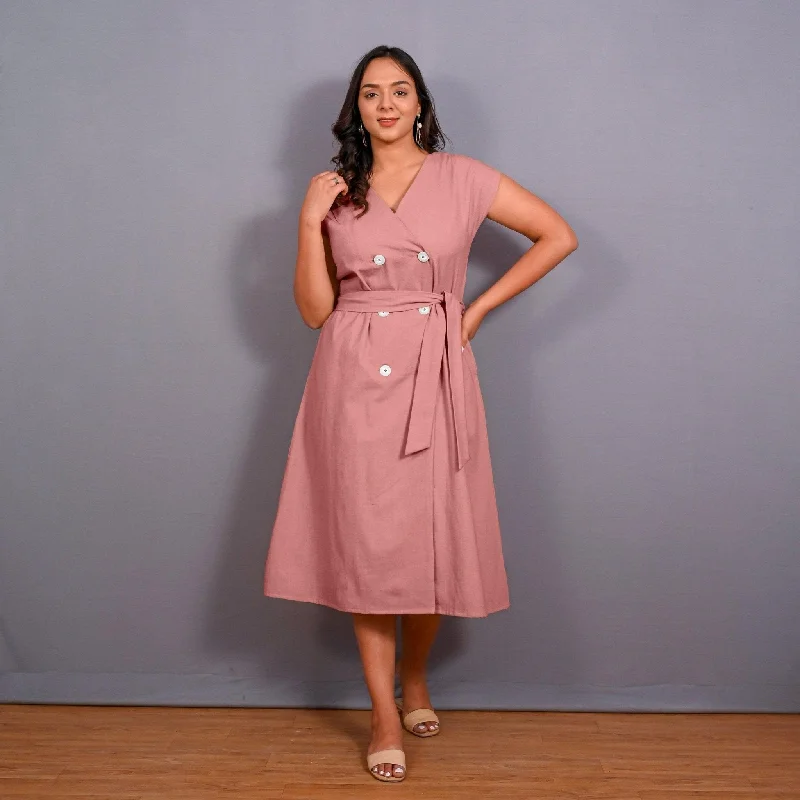 Season Finale Sale English Rose Warm Cotton Flannel Button-Down A-Line Midi Dress