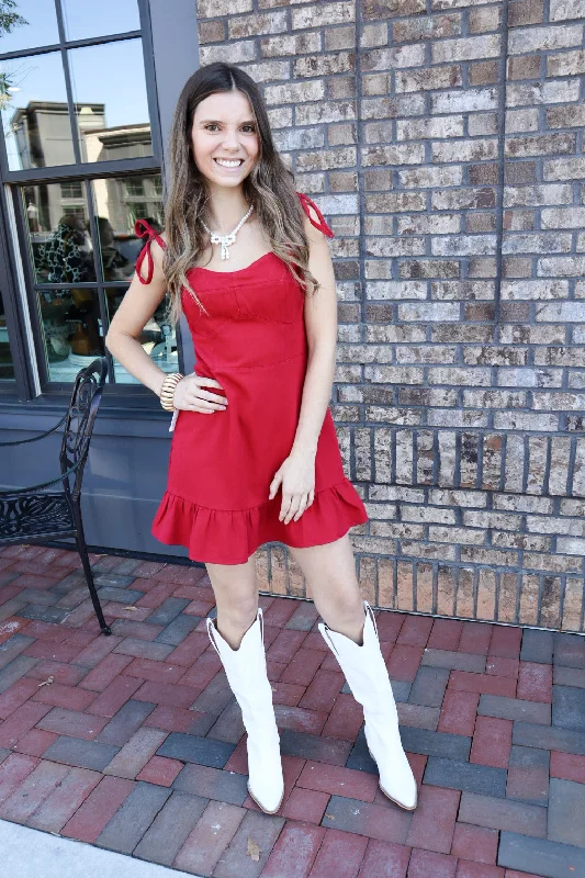 Lowest Price Red Denim Dress