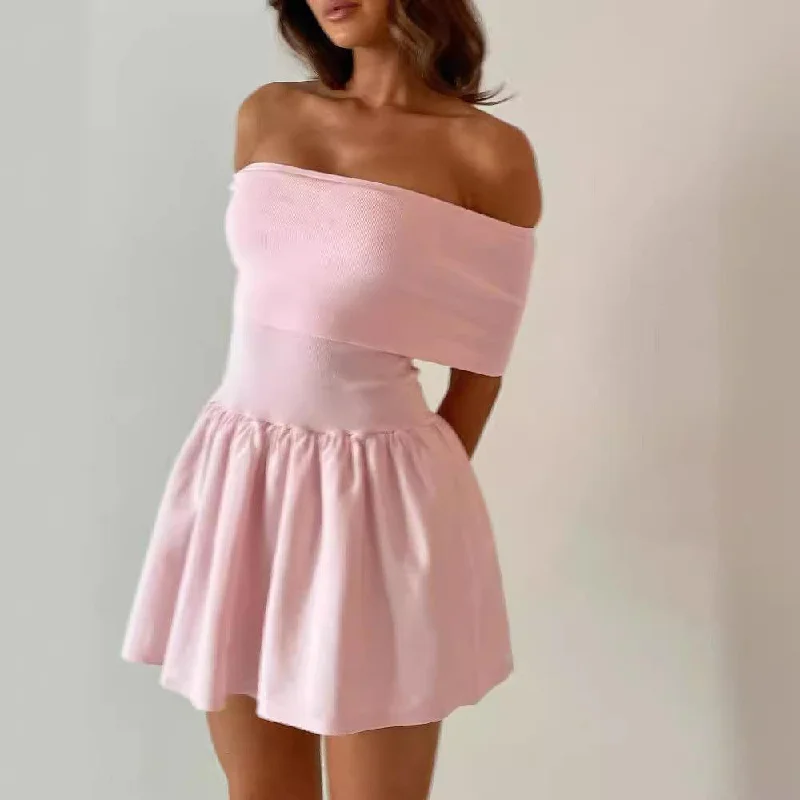 Anniversary Sale European And American Style Beach Holiday Sexy Dress Knitted Hollow-out Off Collar Anniversary Sale European And American Style Beach Holiday Sexy Dress Knitted Hollow-out Off Collar