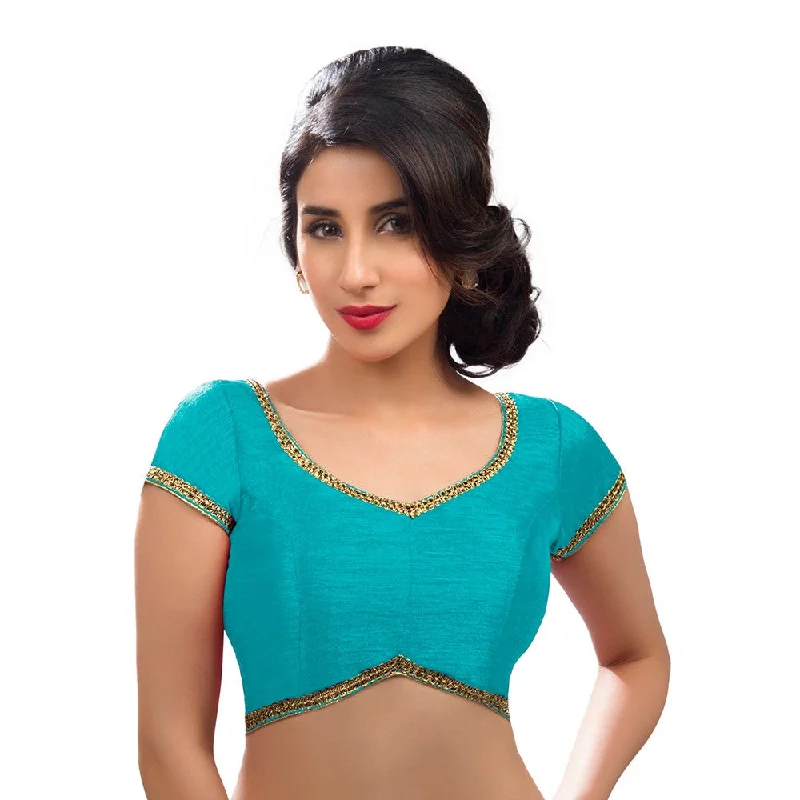 Act Now Designer Indian Traditional Sky-Blue Sweetheart-Neck Saree Blouse Choli (CO-203-Sky-Blue) Act Now Designer Indian Traditional Sky-Blue Sweetheart-Neck Saree Blouse Choli (CO-203-Sky-Blue)