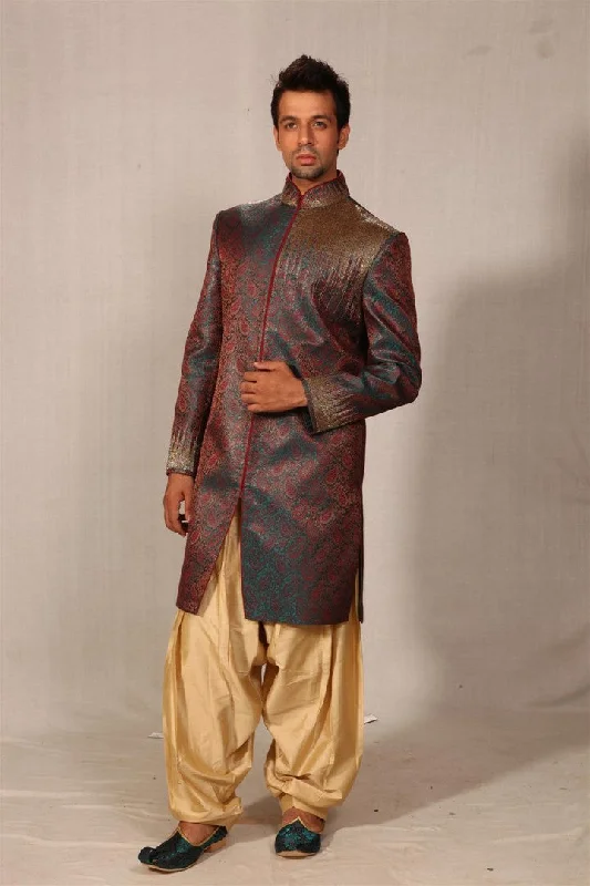 Sale Event Smart Rama Green And Maroon Indian Wedding Indo-Western Sherwani for Men -BL1011 Sale Event Smart Rama Green And Maroon Indian Wedding Indo-Western Sherwani for Men -BL1011