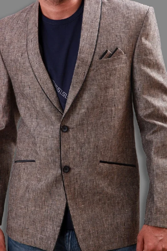 Discount Days Walnut Brown Shawl Lapel Blazer For Men - BL5048SNT