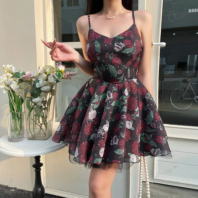 Sneak Peek Sale Floral Roses Black dress SD01244