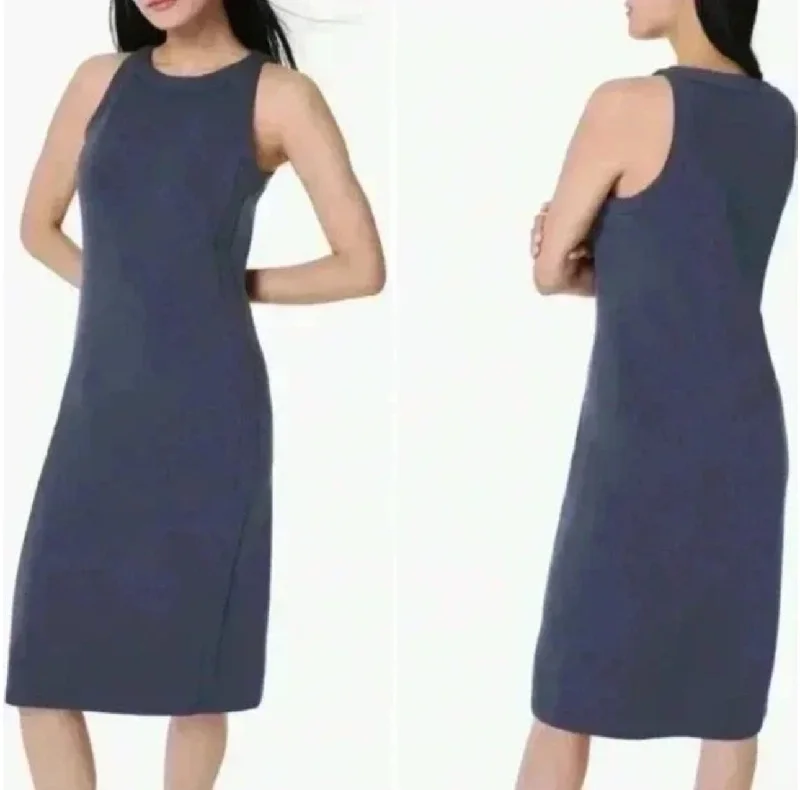 Can't Be Beat AirEssentials Side Stripe Tank Dress - Dark Storm