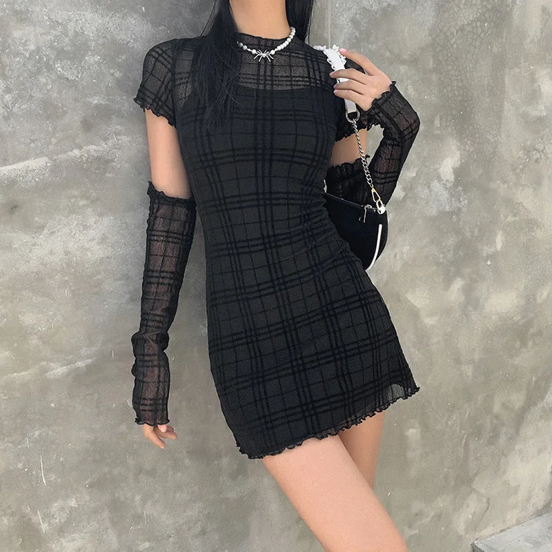 Markdowns Transparent Checkered Dress