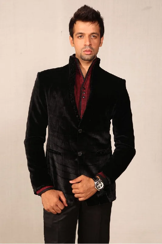Shop and Save Marvelous High Neck Velvet Blazer For Men - BL5009SNT