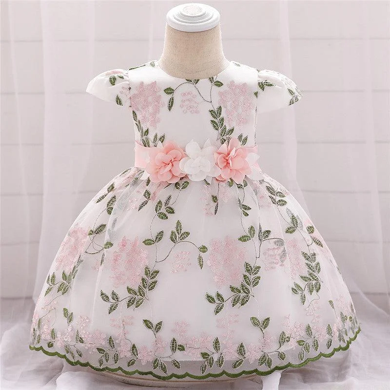 Super Deal Embroidered Princess Dress Cotton Bowknot Children's Performance Dress