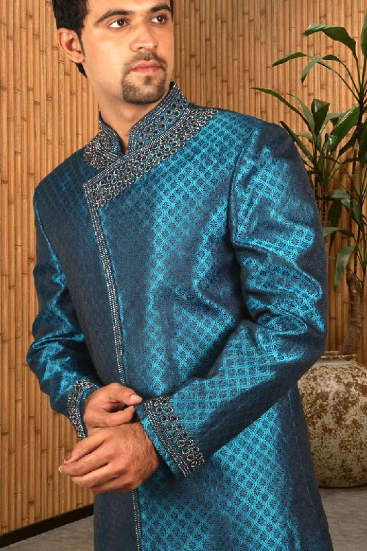 Don't Wait Splendid International Blue Indian Wedding Indo-Western Sherwani for Men -BL1040 Don't Wait Splendid International Blue Indian Wedding Indo-Western Sherwani for Men -BL1040