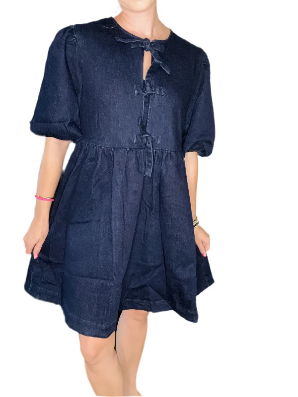 Deal Zone Denim Ribbon Dress