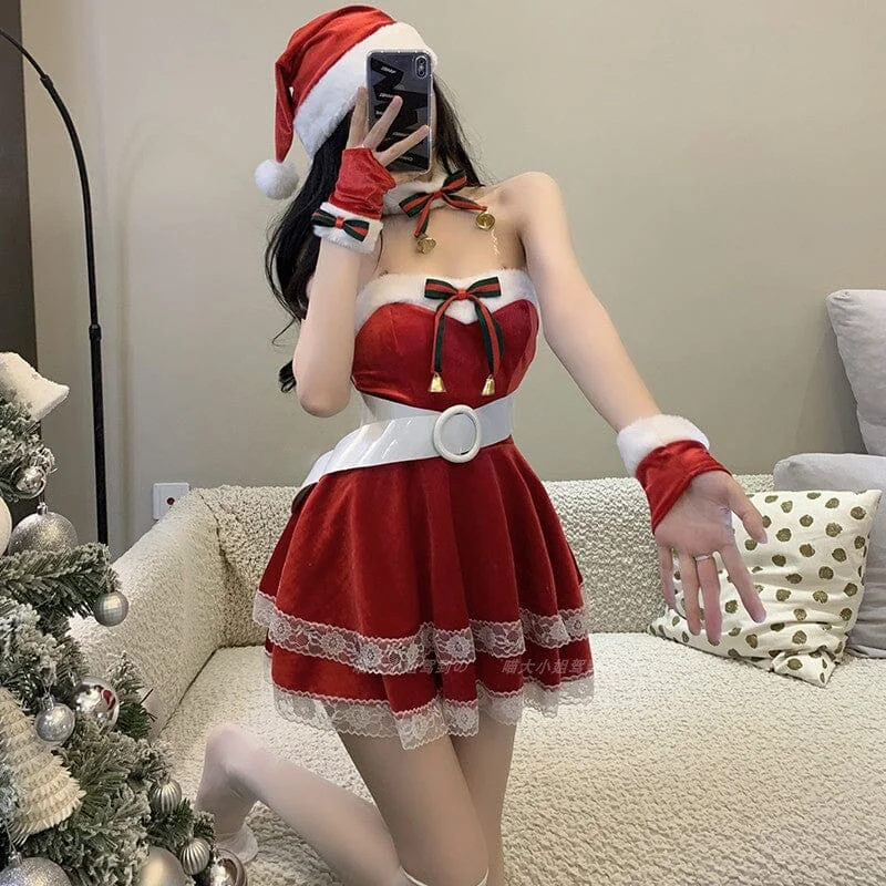 Big Discounts Christmas Double Lace Belt Dress SD02115