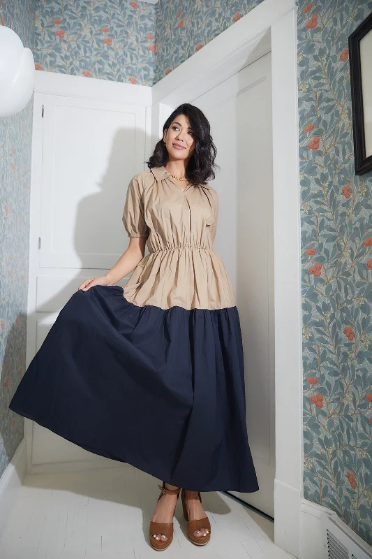 Price Rollback Skyfall Two Toned Poplin Dress-FINAL SALE