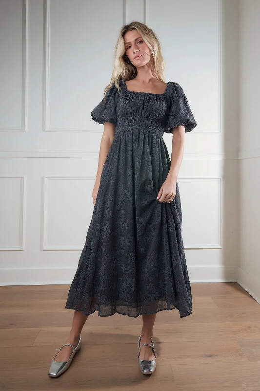Doorbuster Deal Julianna Charcoal Square Neck Dress