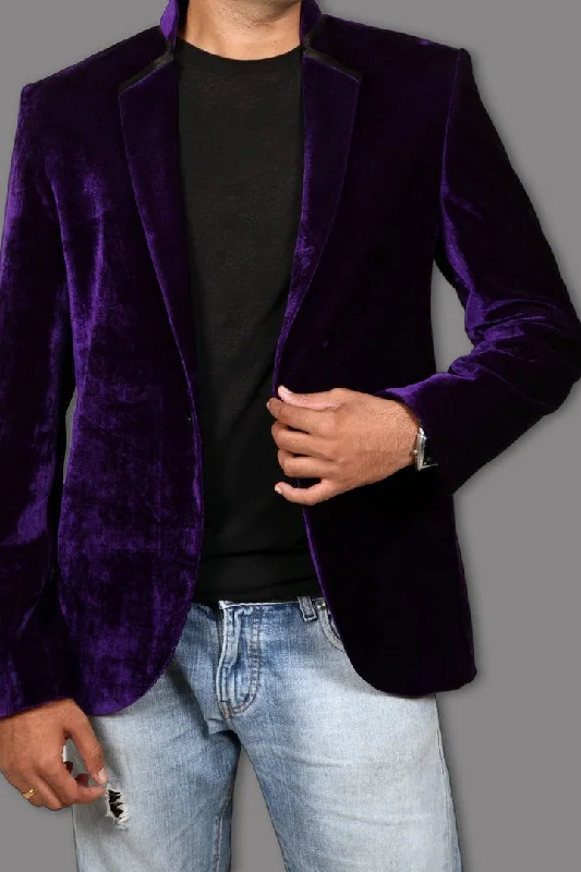 Don't Wait Royal Purple Velvet Blazer For Men - BL5023SNT