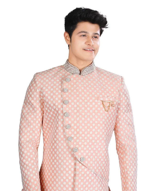 Price Drop Glamorous Peachy Peach Traditional Indian Wedding Indo-Western Sherwani for Men -RK1197 Price Drop Glamorous Peachy Peach Traditional Indian Wedding Indo-Western Sherwani for Men -RK1197