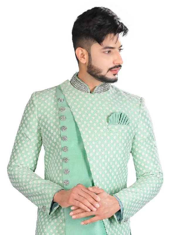 Online Specials Beautifully Designed Pista Color Indian Wedding Indo-Western Sherwani for Men -RK1198 Online Specials Beautifully Designed Pista Color Indian Wedding Indo-Western Sherwani for Men -RK1198