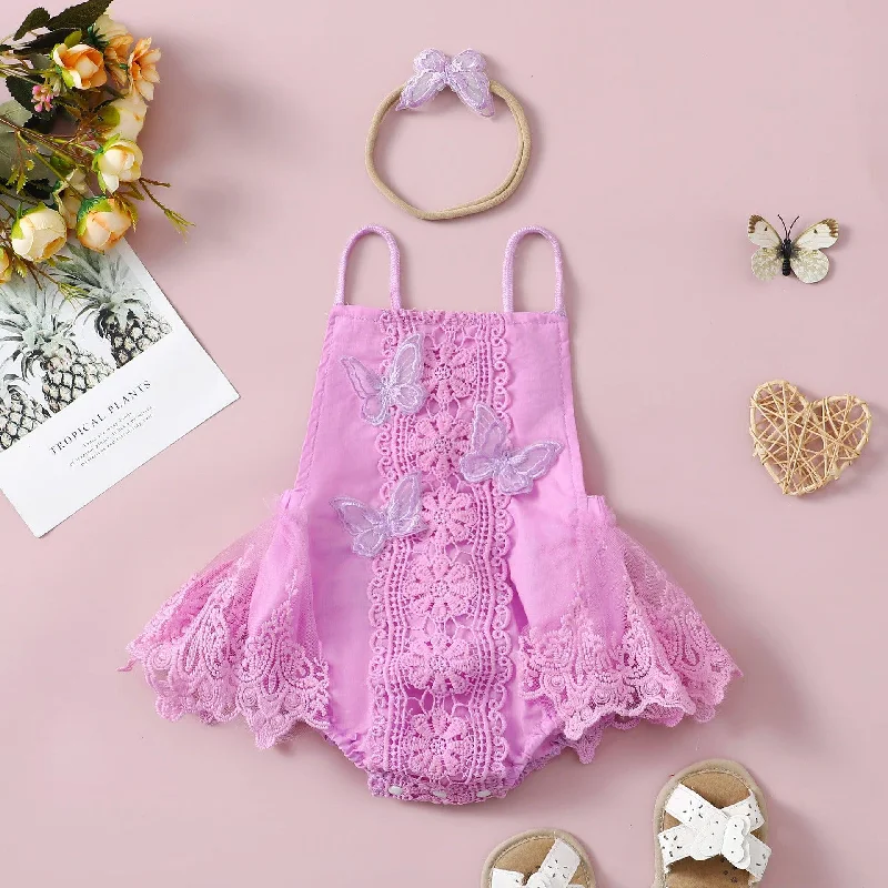Seasonal Clearance Girls' Butterfly Lace Yarn Princess Dress Headdress