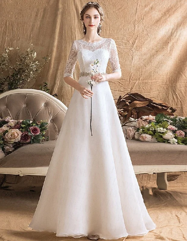 New Arrival Women's Lace Half Sleeved Wedding Dress | Plus Size