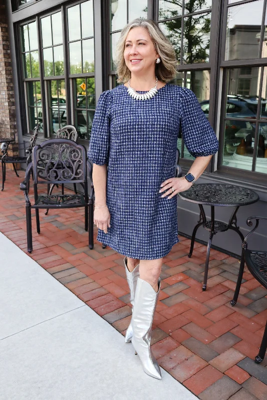 Lowest Price Blue Tweed Dress