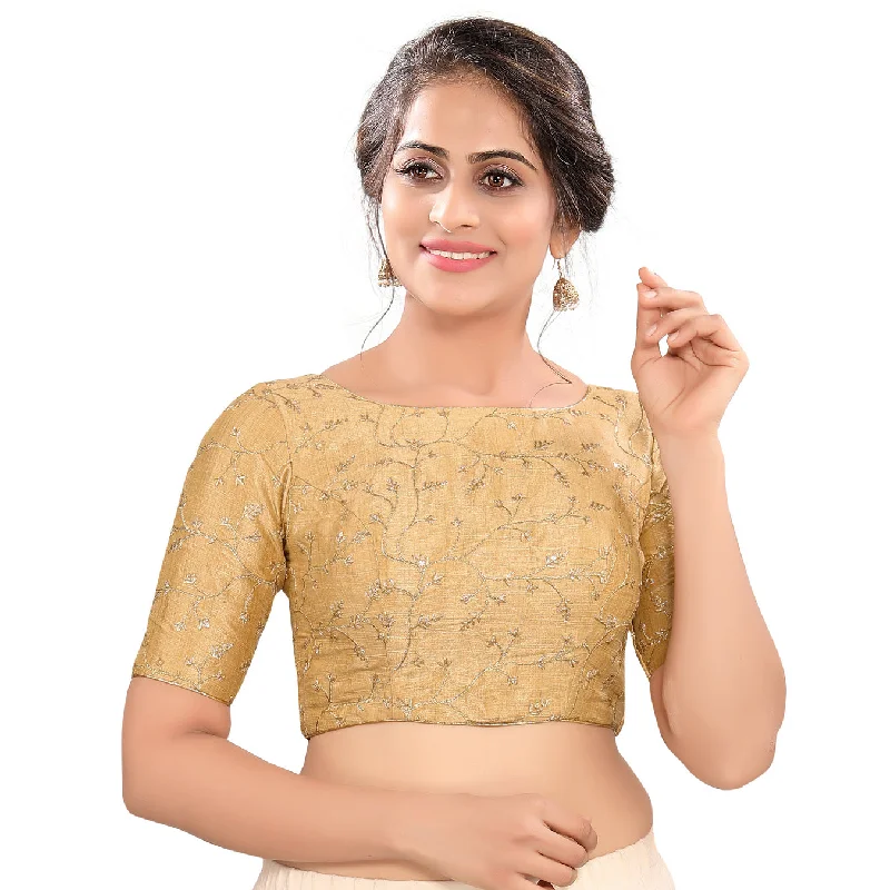 Now or Never Graceful Gold High Neck Designer Indian Traditional Elbow Sleeves Saree Blouse Choli (CO-668-Gold) Now or Never Graceful Gold High Neck Designer Indian Traditional Elbow Sleeves Saree Blouse Choli (CO-668-Gold)