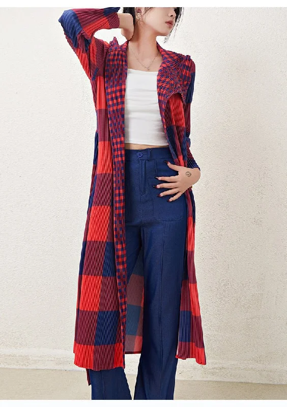 Exclusive Deal Pleated Turndown Collar Belted Dress Windbreaker