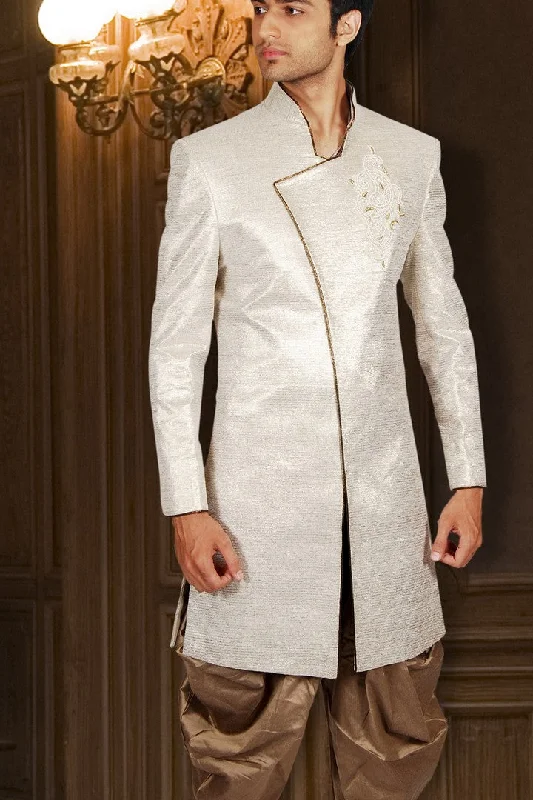 New Deals Abstemious Beige Indian Wedding Indo-Western Sherwani for Men -BL1022