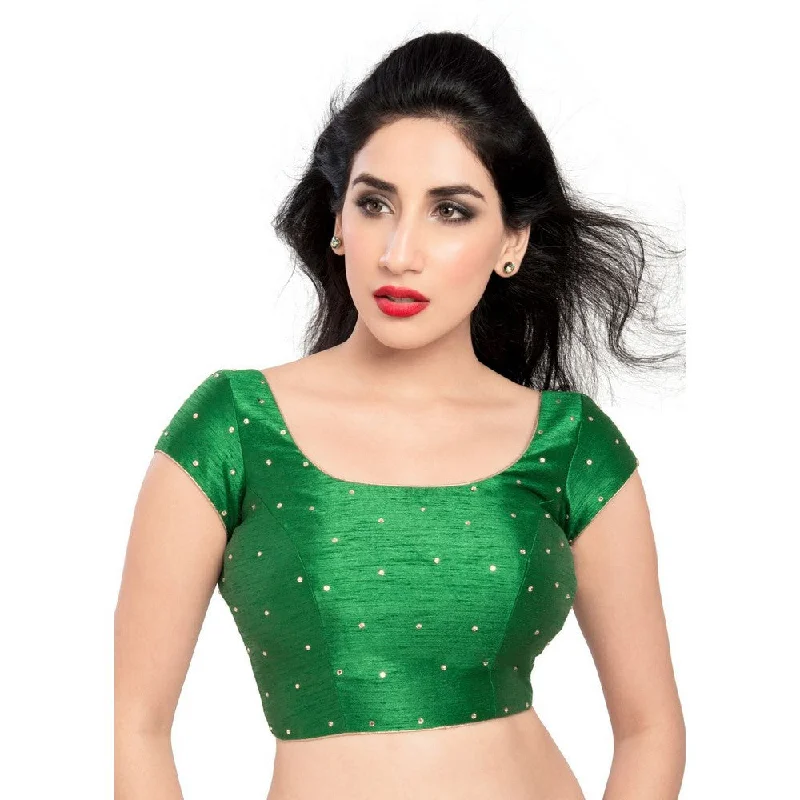 Stock Clearance Lovely Stone Work Designer Indian Traditional Green Round Neck Saree Blouse Choli (CO-202SL-Green) Stock Clearance Lovely Stone Work Designer Indian Traditional Green Round Neck Saree Blouse Choli (CO-202SL-Green)