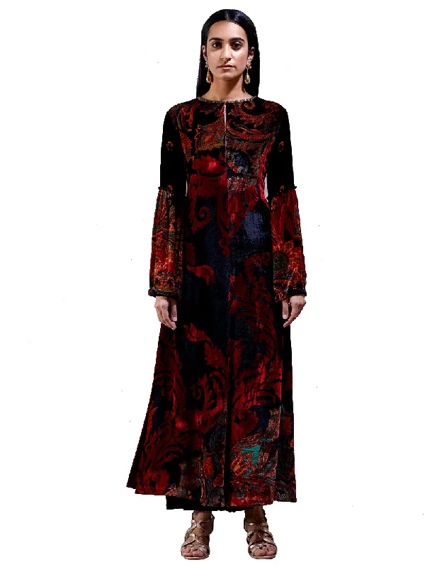 Seasonal Sale Ritu Kumar Black & Red Floral Print Ensemble