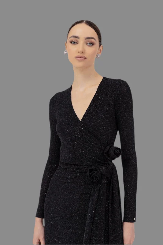 Flash Sale Black wrap effect sparkly  dress