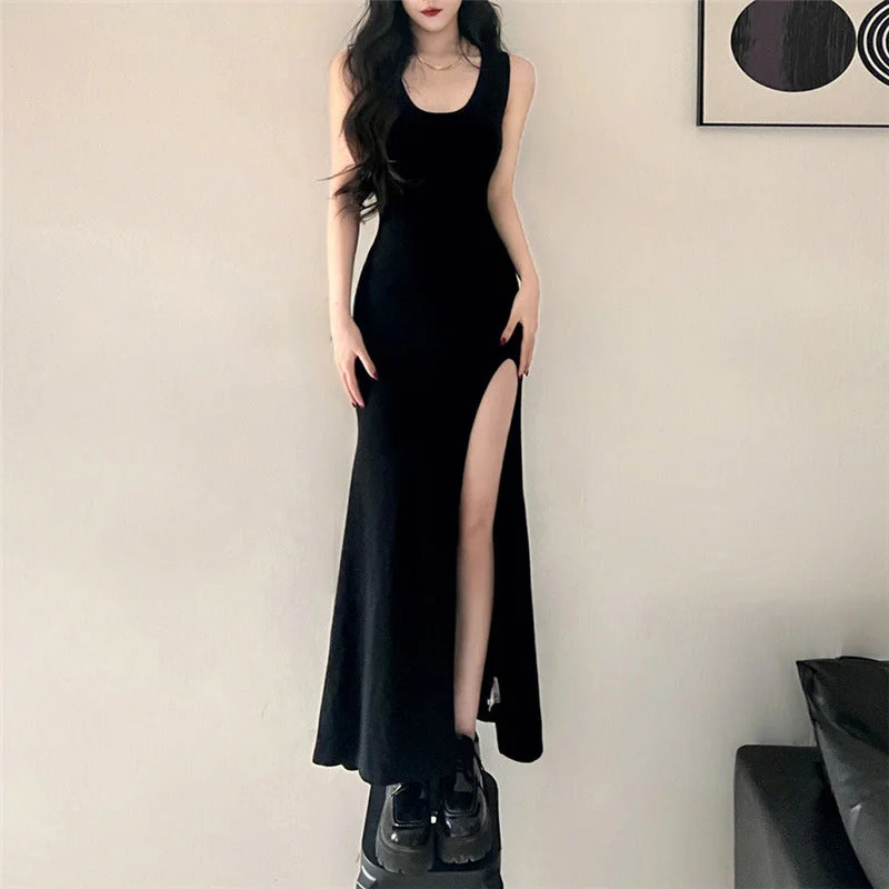 New Deals Long Open Side Slim Dress