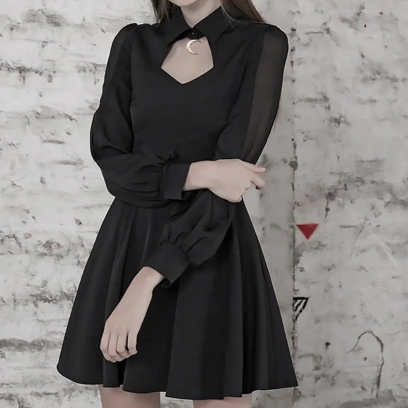 Steals and Deals Hollow Moon Collar Dress