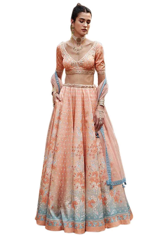 Must-Have Deals Ethereal Peach Embroidered Lehenga - SNT11015