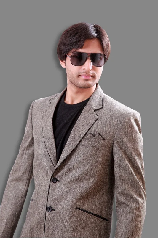 Bargain Bin Trendy Grey Lenin Blazer For Men - BL5057SNT