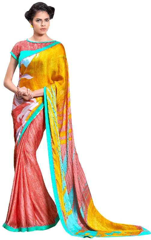 Exclusive Online Offer Digital Print Sensual Crepe Silk Saree Sari D-304