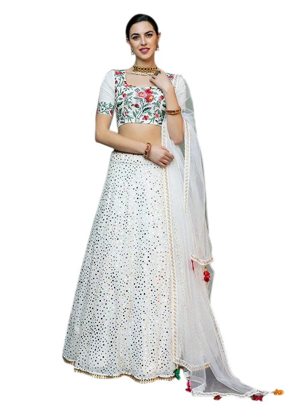 Daily Deals Ornate White and Gold Party Lehenga Choli- SNT11019