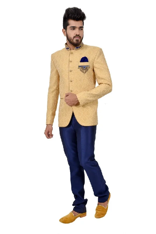 Price Cut Elegant Gold And Blue color Jodhpuri Printed Mandarin Collar Indian Suit Set For Men - RK3067SNT Price Cut Elegant Gold And Blue color Jodhpuri Printed Mandarin Collar Indian Suit Set For Men - RK3067SNT
