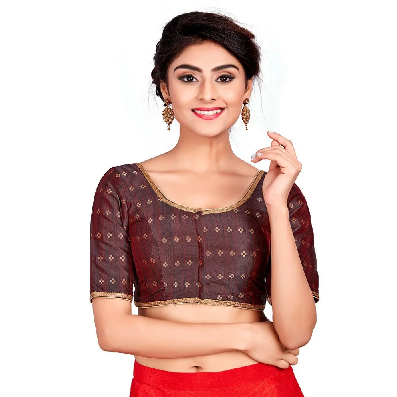 Bonus Savings Designer Indian Brown Dupion Silk Padded Front Open Hooks Elbow Sleeves Saree Blouse (Co-722) Bonus Savings Designer Indian Brown Dupion Silk Padded Front Open Hooks Elbow Sleeves Saree Blouse (Co-722)