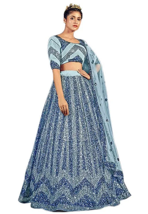 Act Fast Sparkling Jazzy Blue Lehenga- SNT11013