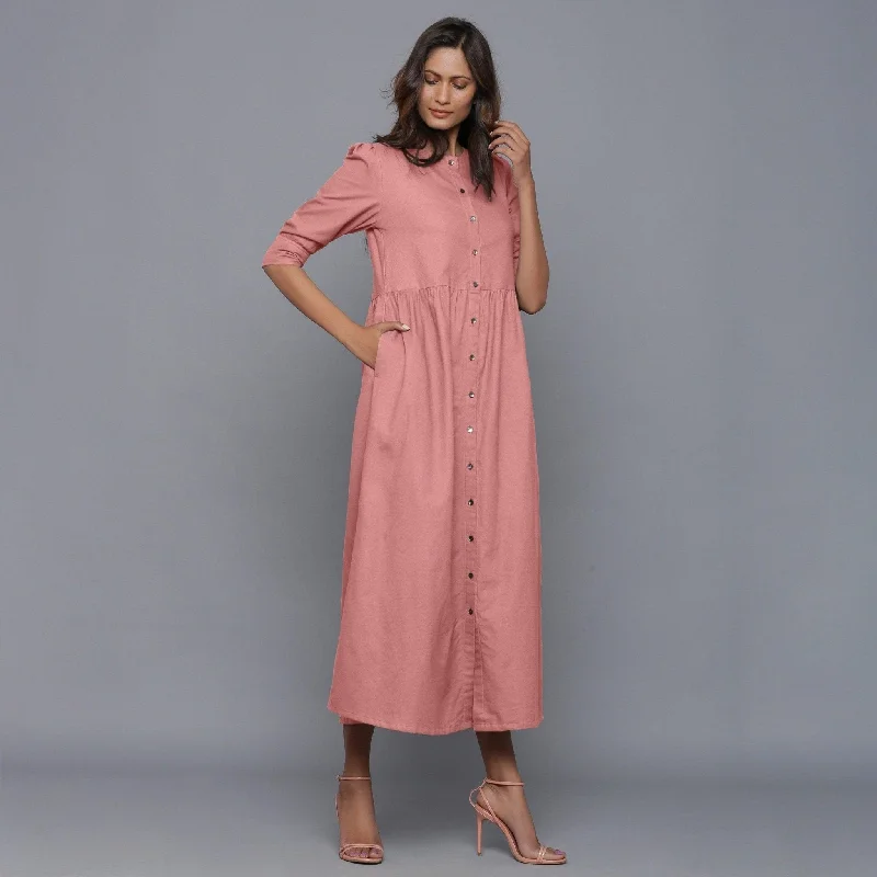 Extra Savings English Rose Warm Cotton Flannel Gathered Maxi Dress