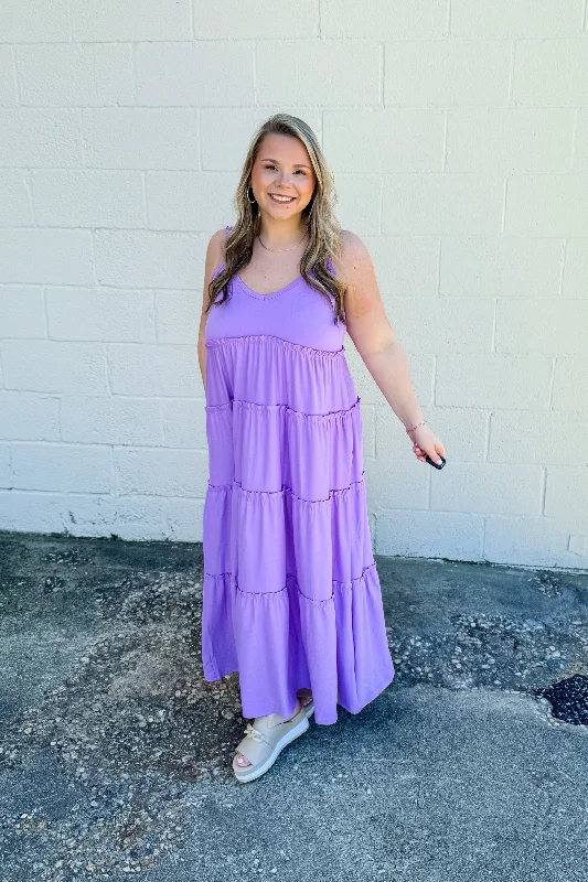 Lowest Price Olivia Tiered Maxi Dress, Lavender