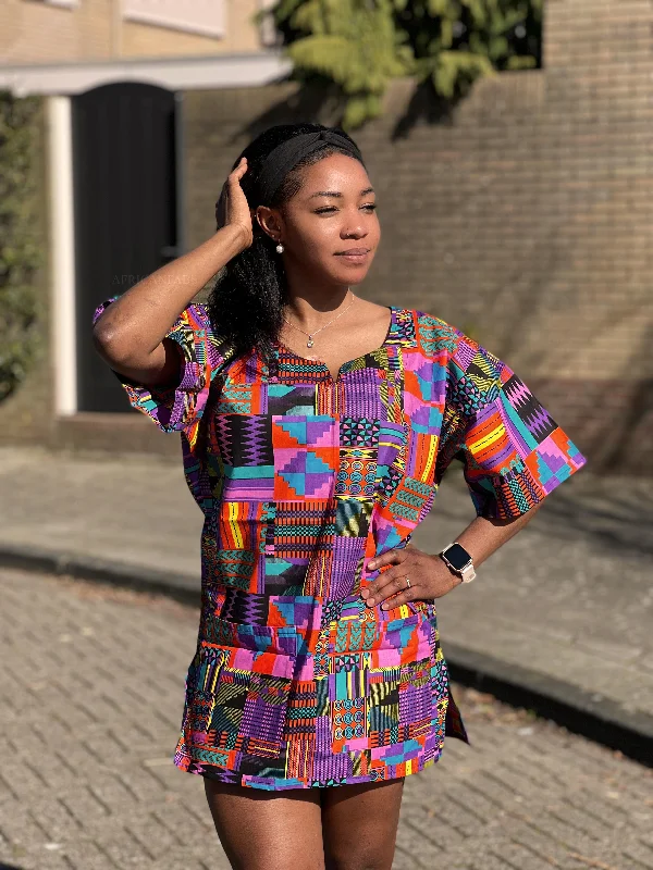 One-DAY Sale Purple / Pink Kente Dashiki Shirt / Dashiki Dress - African print top - Unisex One-DAY Sale Purple / Pink Kente Dashiki Shirt / Dashiki Dress - African print top - Unisex