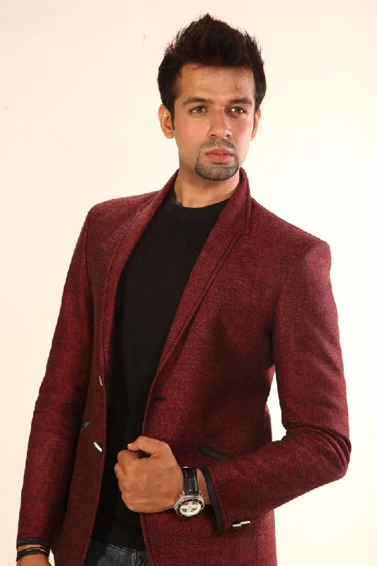 Big Savings Majestic Maroon Jute Linen Blazer for Men-BL5001SNT